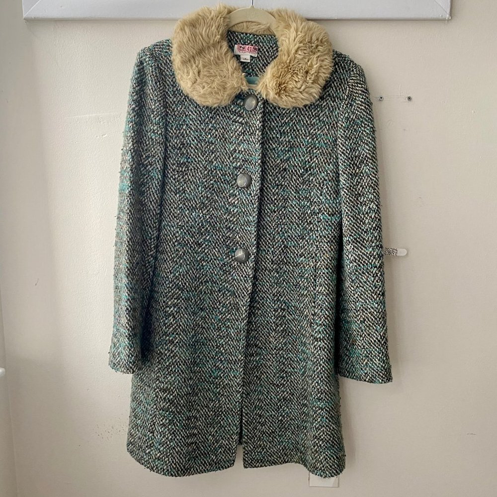 LOFT Tweed Faux Fur Pea Coat - 2